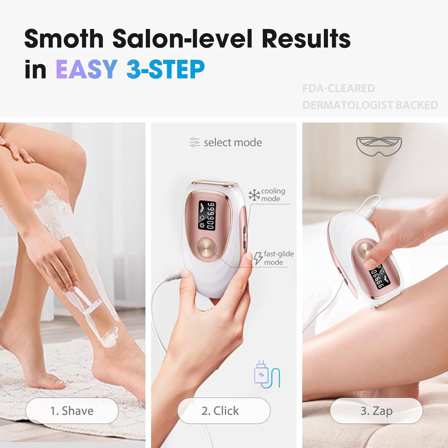 IPL Laser Hair Removal Device for Women & Men - Home 45°F Ice-Cooling Contact for Painless & Long-Lasting Results