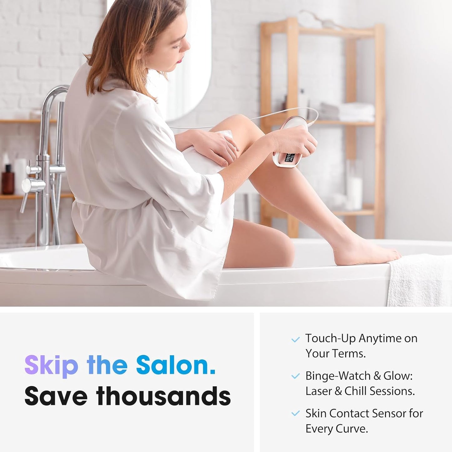 IPL Laser Hair Removal Device for Women & Men - Home 45°F Ice-Cooling Contact for Painless & Long-Lasting Results